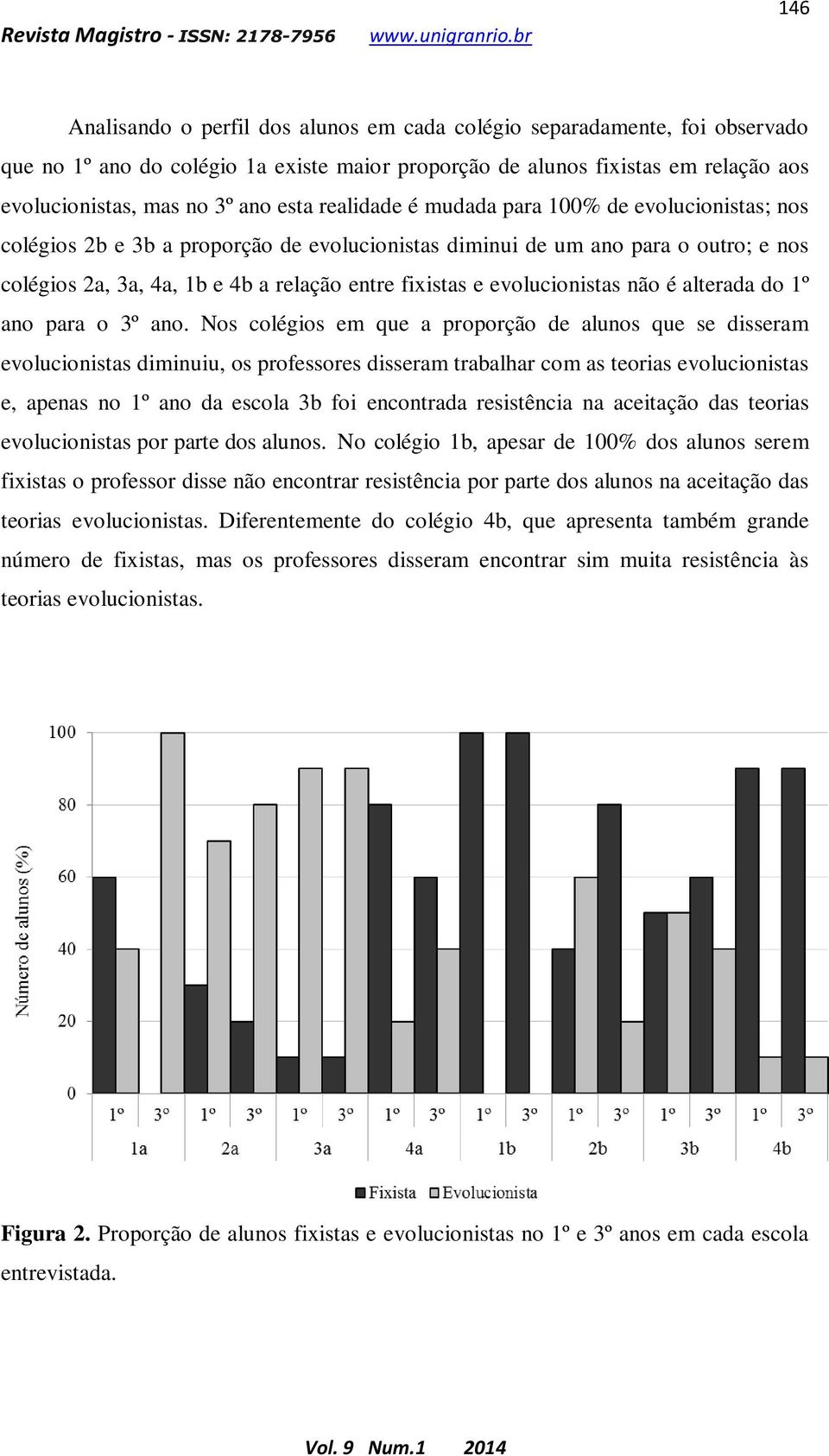 evolucionistas não é alterada do 1º ano para o 3º ano.