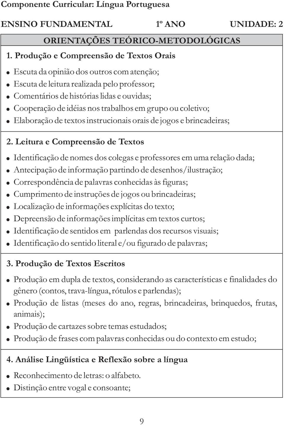 trabalhos em grupo ou coletivo; Elaboração de textos instrucionais orais de jogos e brincadeiras; 2.