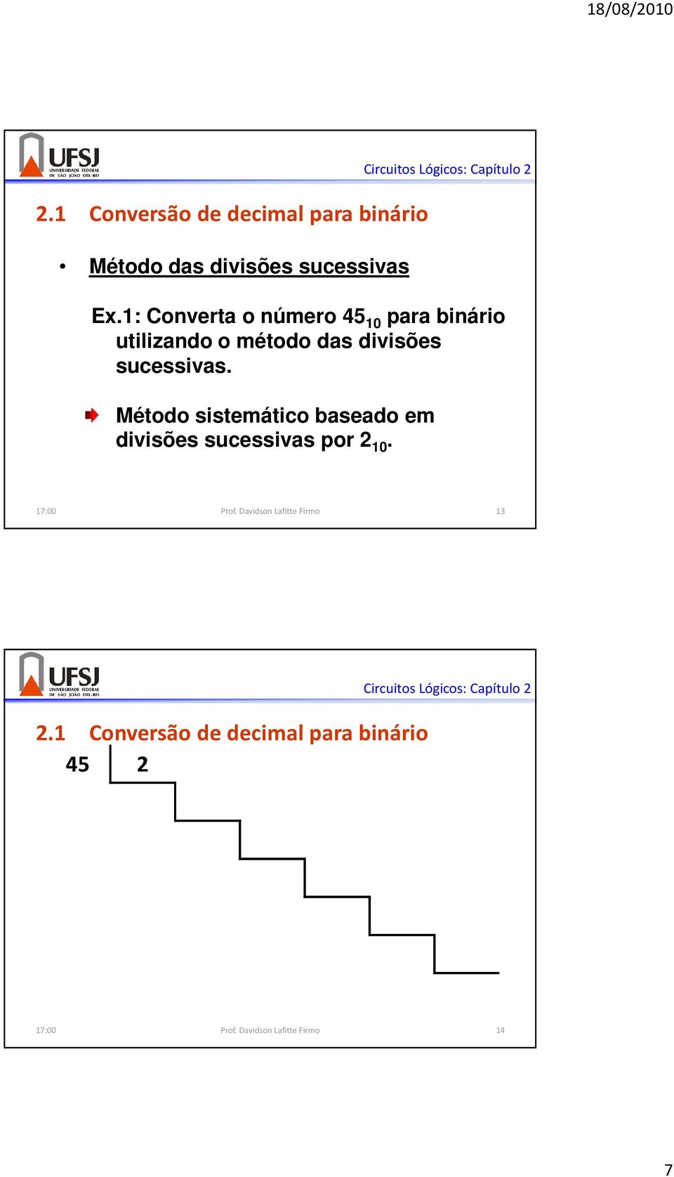 das divisões sucessivas.