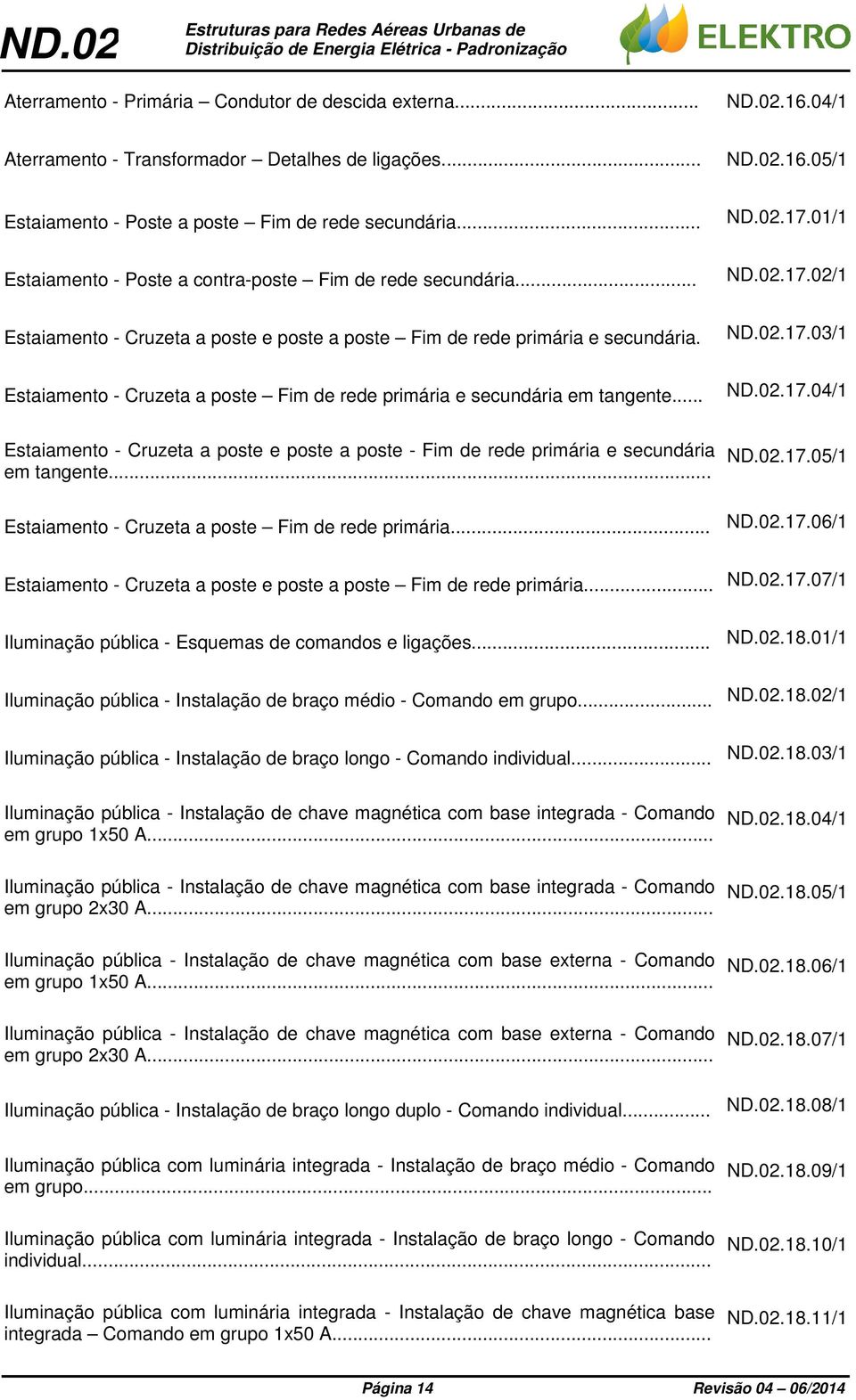 .. Estaiamento - Cruzeta a poste e poste a poste Fim de rede primária e secundária. Estaiamento - Cruzeta a poste Fim de rede primária e secundária em tangente....17.