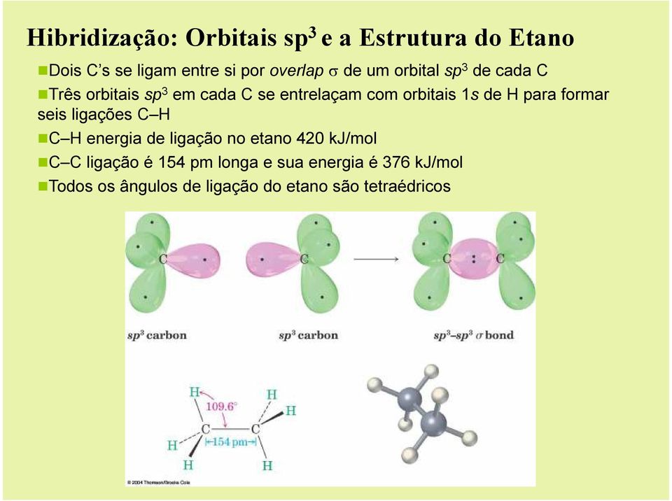 de para formar seis ligações C C energia de ligação no etano 420 kj/mol C C ligação é 154