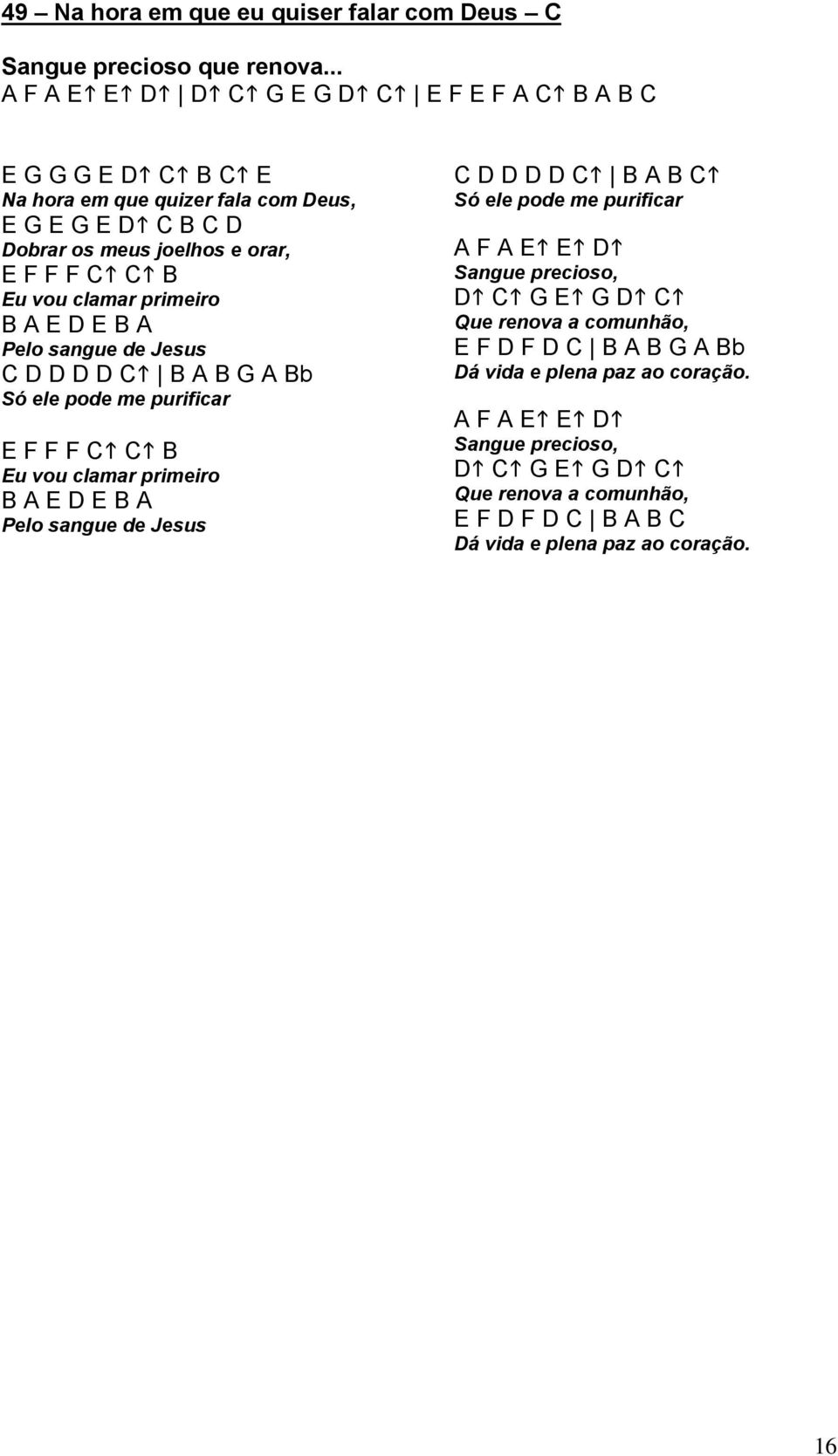 clamar primeiro B A E D E B A Pelo sangue de Jesus C D D D D C B A B G A Bb Só ele pode me purificar E F F F C C B Eu vou clamar primeiro B A E D E B A Pelo sangue de Jesus C D
