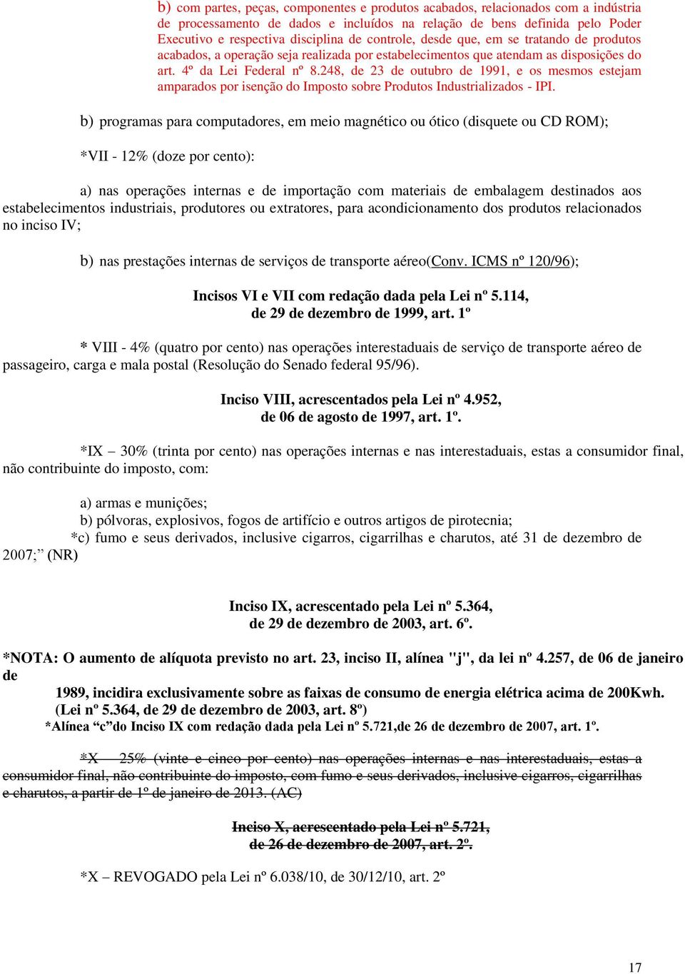 248, de 23 de outubro de 1991, e os mesmos estejam amparados por isenção do Imposto sobre Produtos Industrializados - IPI.