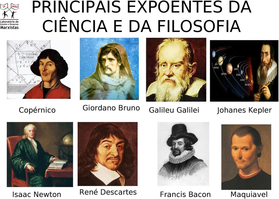 Giordano Bruno René Descartes Galileu