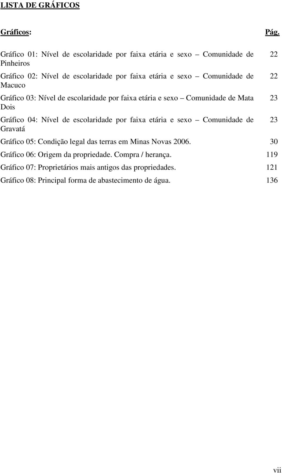 escolaridade por faixa etária e sexo Comunidade de Gravatá Gráfico 05: Condição legal das terras em Minas Novas 2006.