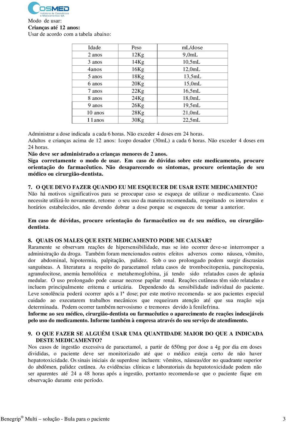 Adultos e crianças acima de 12 anos: 1copo dosador (30mL) a cada 6 horas. Não exceder 4 doses em 24 horas. Não deve ser administrado a crianças menores de 2 anos. Siga corretamente o modo de usar.