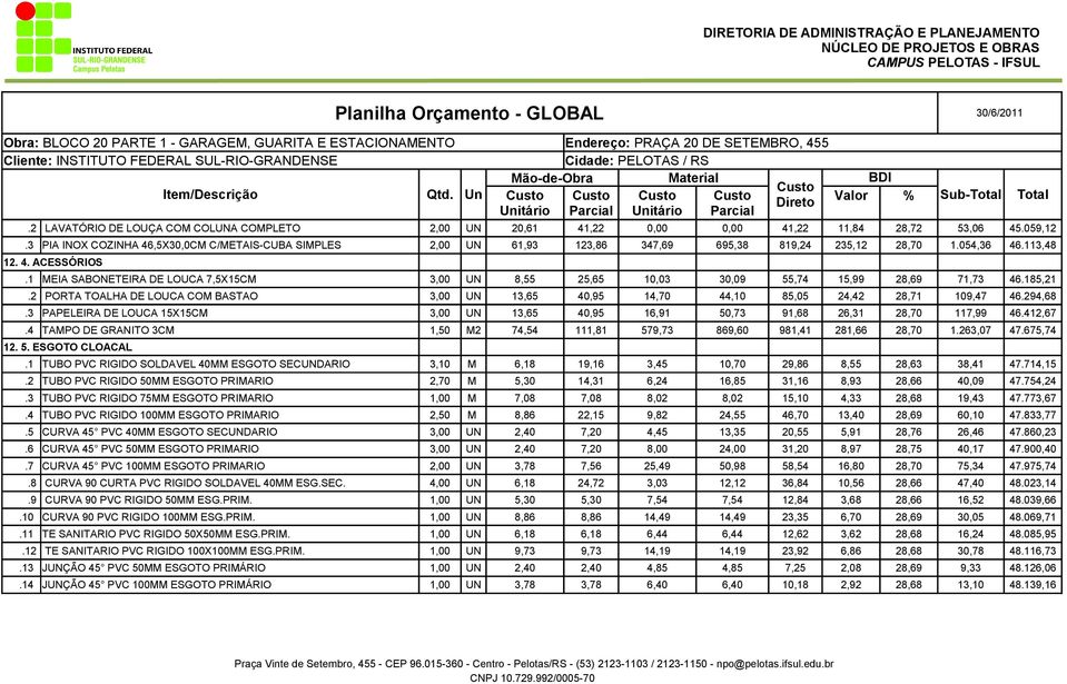 1 MEIA SABONETEIRA DE LOUCA 7,5X15CM 3,00 UN 8,55 25,65 10,03 30,09 55,74 15,99 28,69 71,73 46.185,21.2 PORTA TOALHA DE LOUCA COM BASTAO 3,00 UN 13,65 40,95 14,70 44,10 85,05 24,42 28,71 109,47 46.