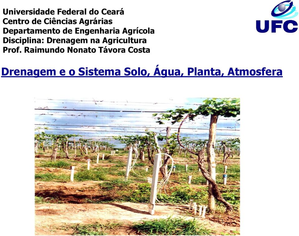 Disciplina: Drenagem na Agricultura Prof.