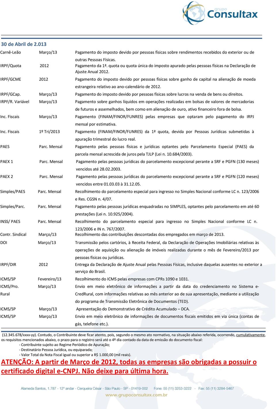 IRPF/GCME 2012 Pagamento do imposto devido por pessoas físicas sobre ganho de capital na alienação de moeda estrangeira relativo ao ano-calendário de 2012. IRPF/GCap.