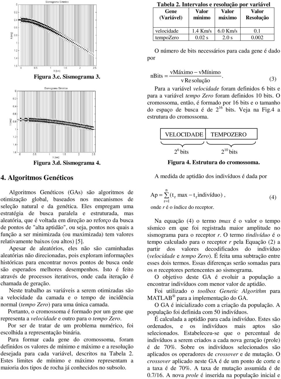 v Resolução (3) Para a variável velocidade foram definidos 6 bits e para a variável tempo Zero foram definidos 10 bits.