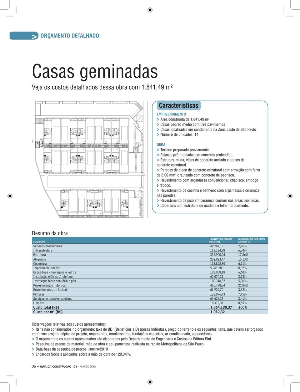 > Estacas pré-moldadas em concreto protendido. > Estrutura mista, vigas de concreto armado e blocos de concreto estrutural.