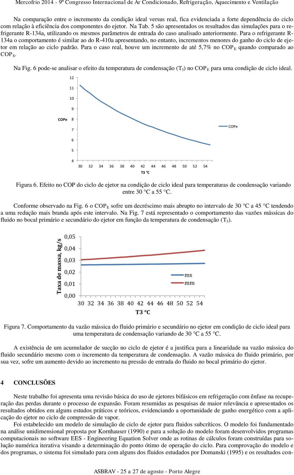 5 são apresentados os resultados das simulações para o refrigerante R-134a, utilizando os mesmos parâmetros de entrada do caso analisado anteriormente.