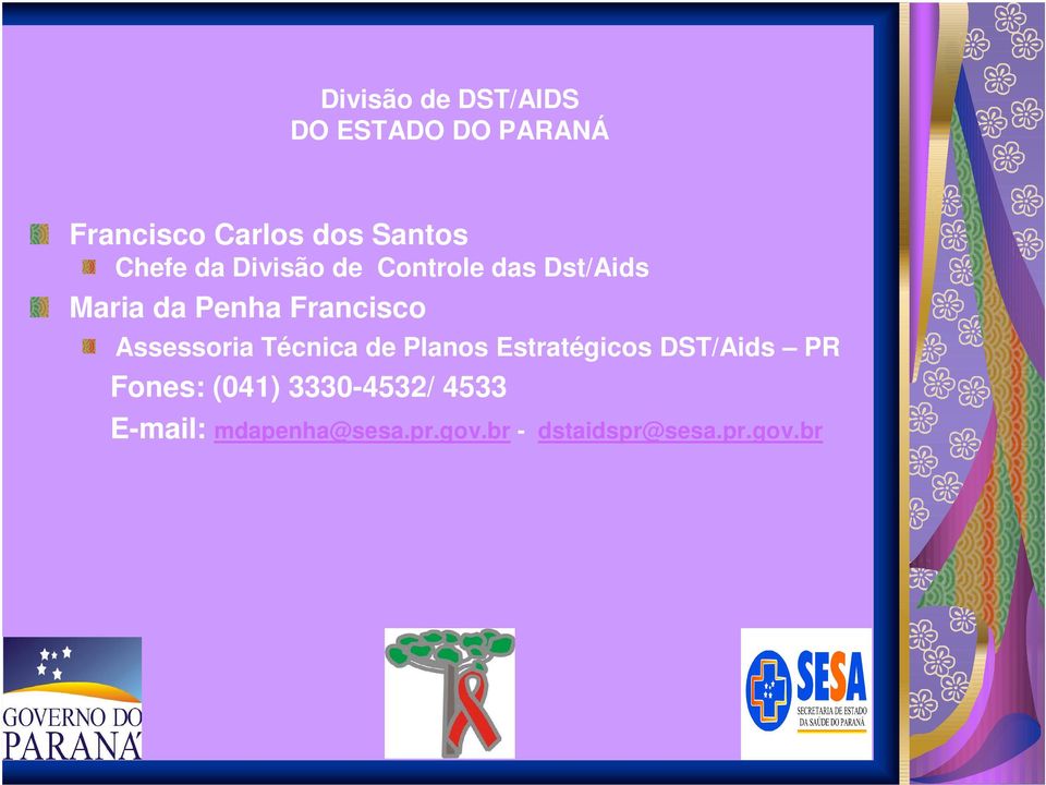 Assessoria Técnica de Planos Estratégicos DST/Aids PR Fones: (041)