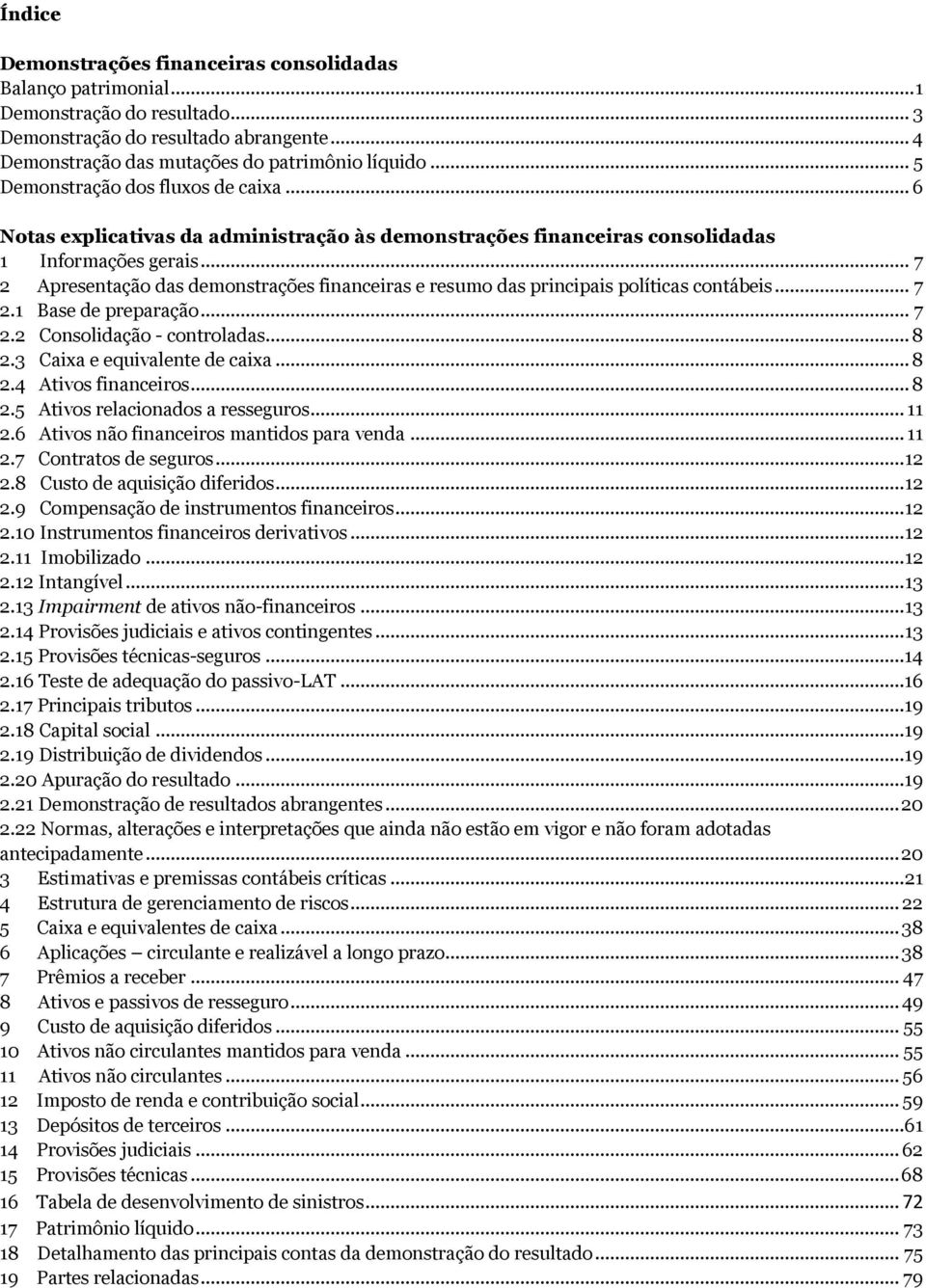 .. 7 2.2 Consolidação - controladas... 8 2.3 Caixa e equivalente de caixa... 8 2.4 Ativos financeiros... 8 2.5 Ativos relacionados a resseguros... 11 2.6 Ativos não financeiros mantidos para venda.