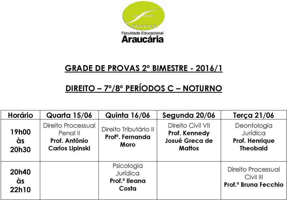 Fernanda Moro Civil VII Prof. Kennedy Josué Greca de Mattos Deontologia Jurídica Prof.