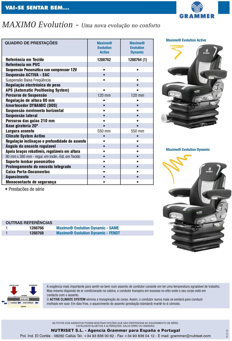 Pneumática con compressor 12V Suspensão ACTIVA - EAC Suspensão Baixa Freqüência Regulação electrónica de peso APS (Automatic Positioning System) Percurso de Suspensão 120 mm 120 mm Regulação de