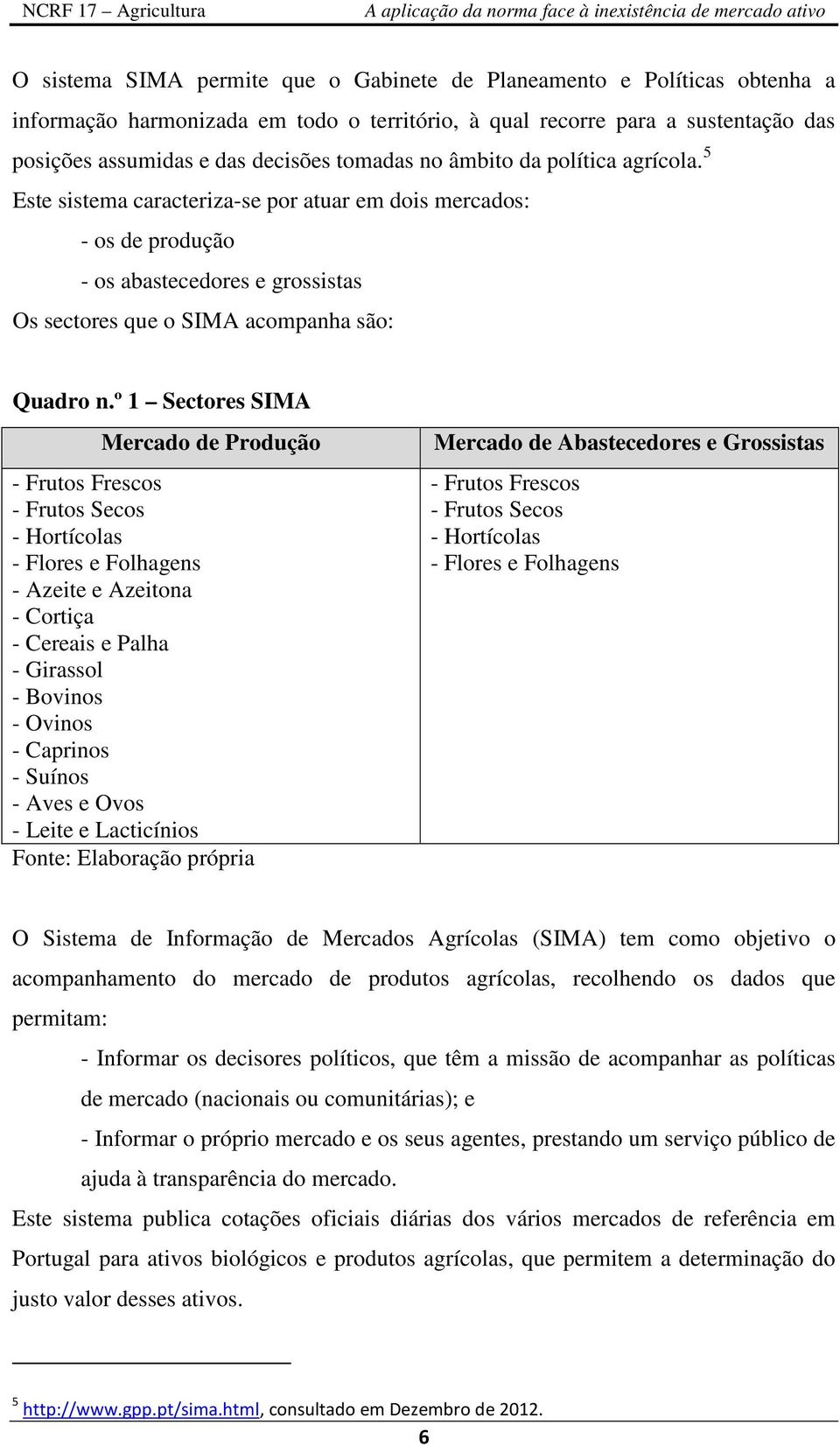 º 1 Sectores SIMA Mercado de Produção - Frutos Frescos - Frutos Secos - Hortícolas - Flores e Folhagens - Azeite e Azeitona - Cortiça - Cereais e Palha - Girassol - Bovinos - Ovinos - Caprinos -