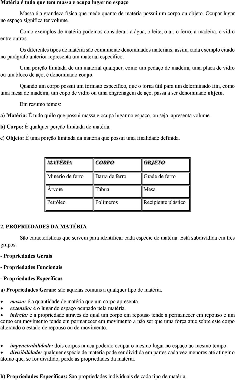 Os diferentes tipos de matéria são comumente denominados materiais; assim, cada exemplo citado no parágrafo anterior representa um material especifico.