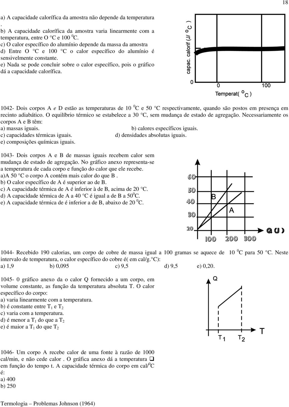 e) Nada se pode concluir sobre o calor específico, pois o gráfico dá a capacidade calorífica.