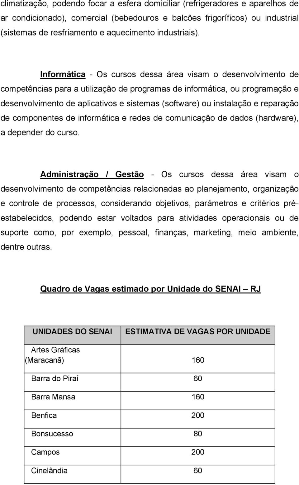 - Os cursos dessa área visam o desenvolvimento de competências para a utilização de programas de informática, ou programação e desenvolvimento de aplicativos e sistemas (software) ou instalação e