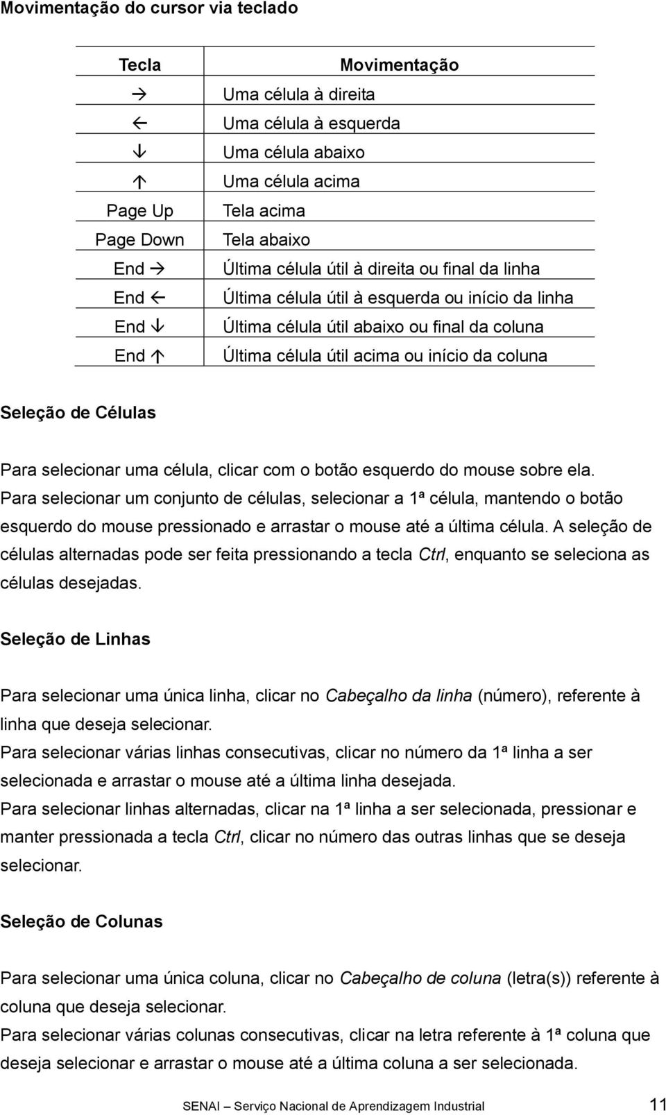 Para selecionar uma célula, clicar com o botão esquerdo do mouse sobre ela.