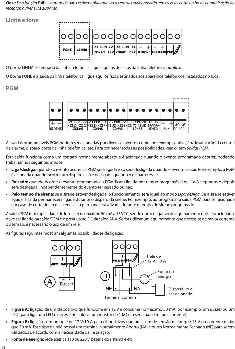 O borne FONE é a saída da linha telefônica, ligue aqui os fios destinados aos aparelhos telefônicos instalados no local.