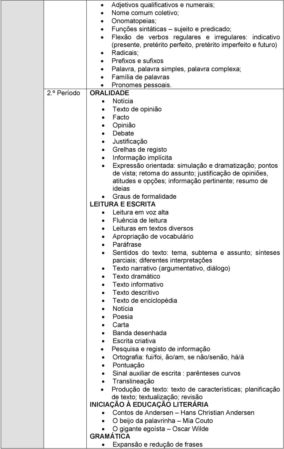 º Período ORALIDADE Notícia Texto de opinião Facto Opinião Debate Justificação Grelhas de registo Informação implícita Expressão orientada: simulação e dramatização; pontos de vista; retoma do