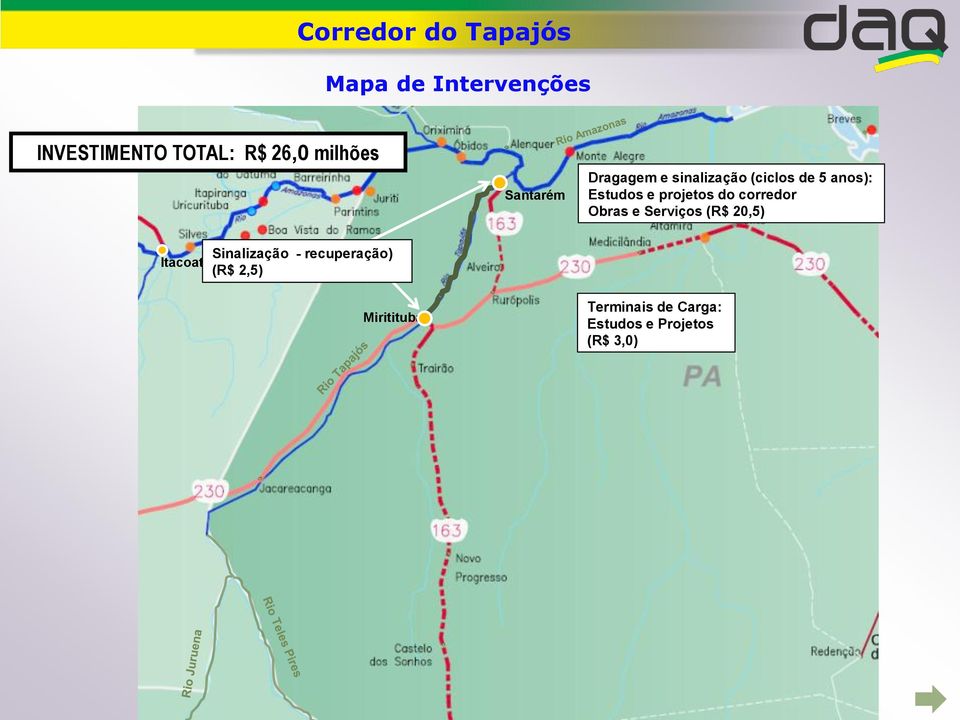 projetos do corredor Obras e Serviços (R$ 20,5) Sinalização -