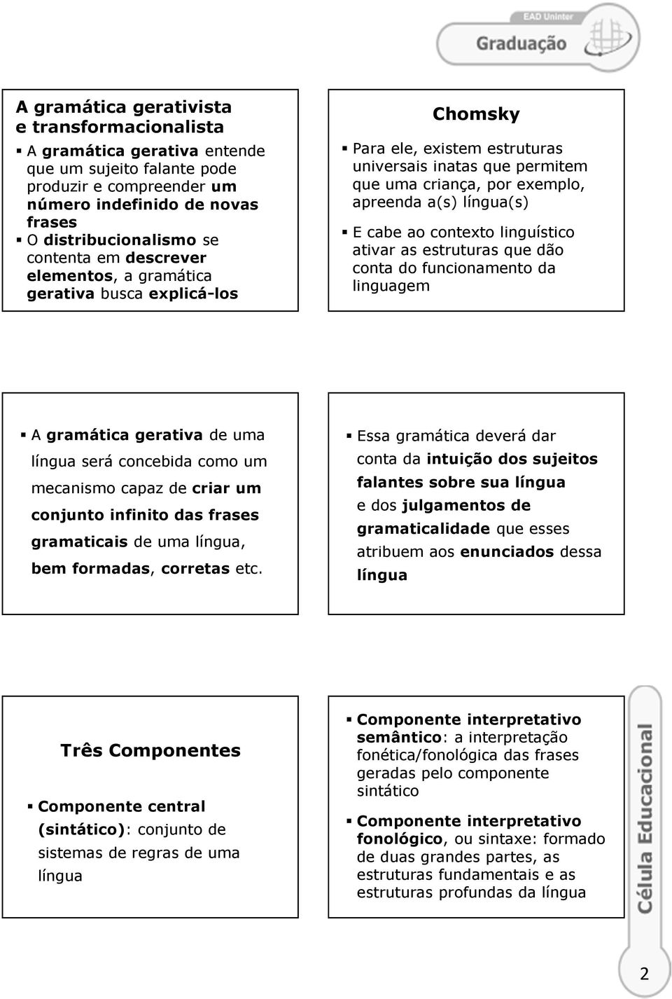 contexto linguístico ativar as estruturas que dão conta do funcionamento da linguagem A gramática gerativa de uma língua será concebida como um mecanismo capaz de criar um conjunto infinito das