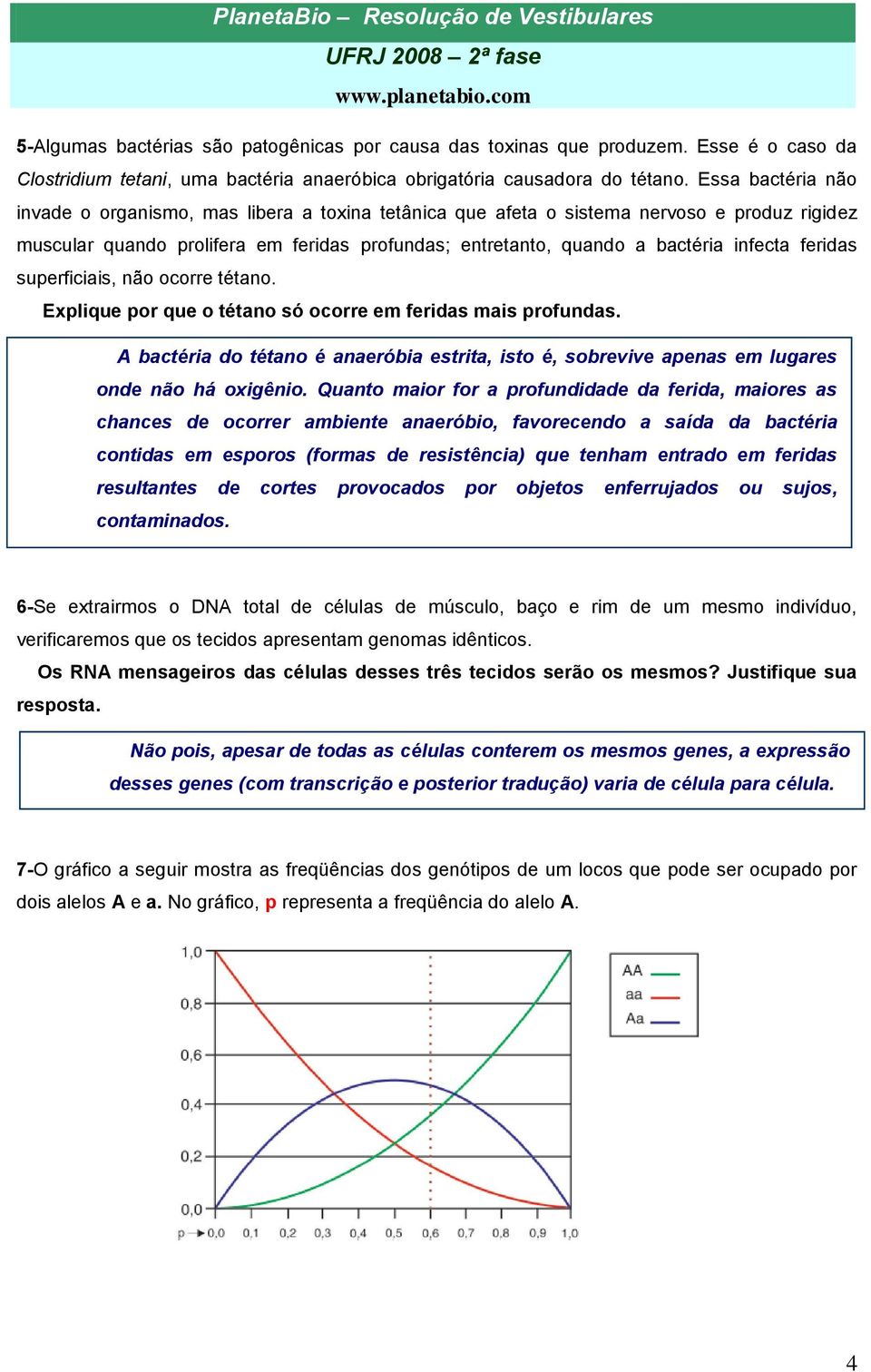 feridas superficiais, não ocorre tétano. Explique por que o tétano só ocorre em feridas mais profundas.