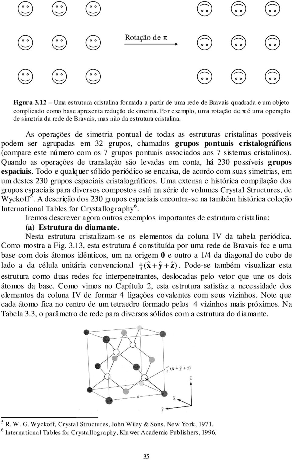 s operações de simetria pontual de todas as estruturas cristalinas possíveis podem ser agrupadas em grupos, chamados grupos pontuais cristalográficos (compare este número com os 7 grupos pontuais