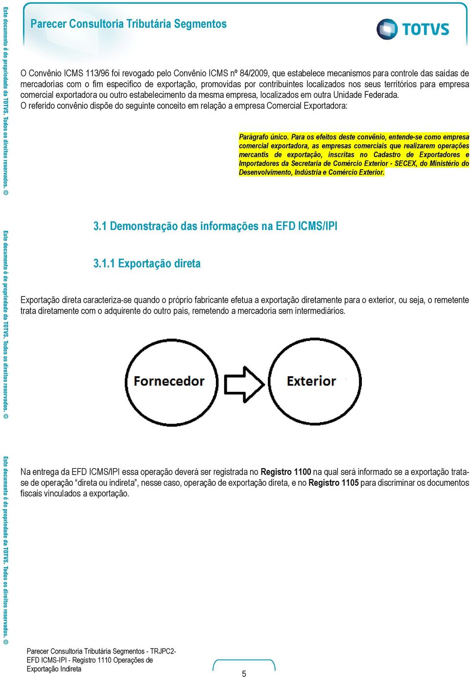 O referido convênio dispõe do seguinte conceito em relação a empresa Comercial Exportadora: Parágrafo único.