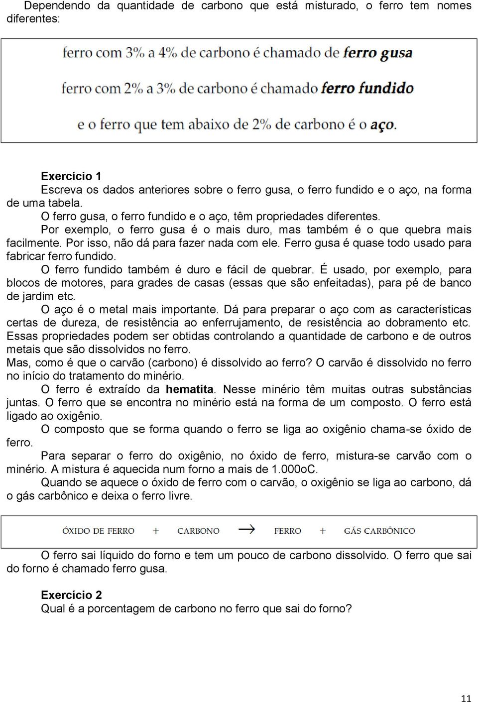 Ferro gusa é quase todo usado para fabricar ferro fundido. O ferro fundido também é duro e fácil de quebrar.