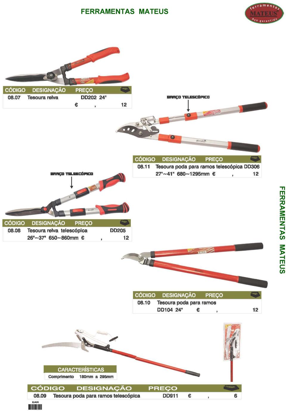 Tsoura poda para ramos tlscópica DD306 27"-4" 680-295mm 2 08.