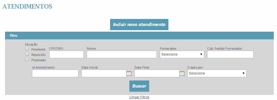 1º PASSO Para inserir um novo atendimento, basta