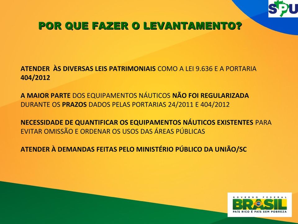 PRAZOS DADOS PELAS PORTARIAS 24/2011 E 404/2012 NECESSIDADE DE QUANTIFICAR OS EQUIPAMENTOS NÁUTICOS