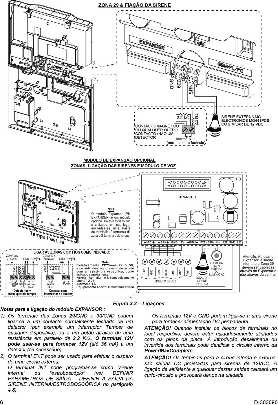 DAS SIRENES E MÓDULO DE VOZ EXPANDER Nota O módulo Expansor (PM EXPANDER) é um módulo opcional.