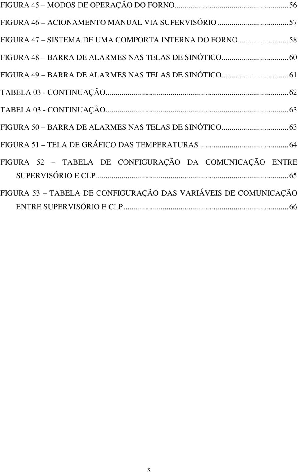 ..62 TABELA 03 - CONTINUAÇÃO...63 FIGURA 50 BARRA DE ALARMES NAS TELAS DE SINÓTICO...63 FIGURA 51 TELA DE GRÁFICO DAS TEMPERATURAS.