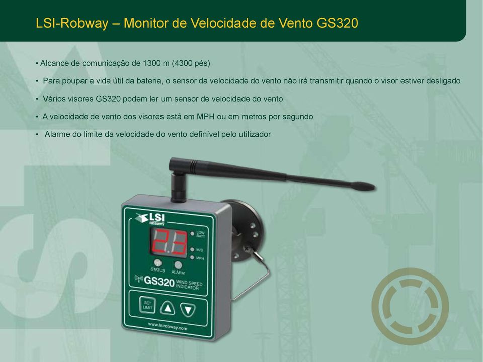 estiver desligado Vários visores GS320 podem ler um sensor de velocidade do vento A velocidade de