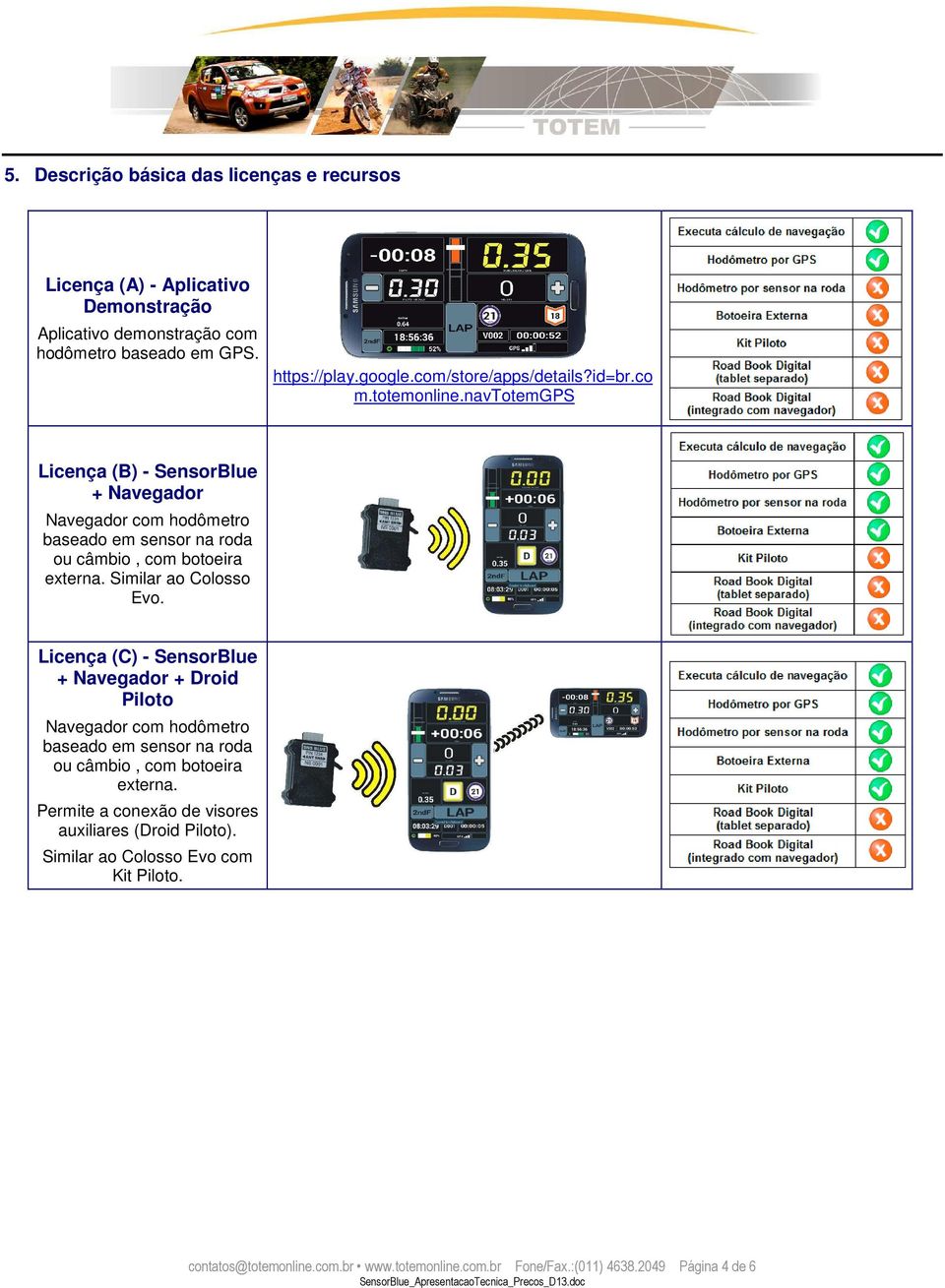 navtotemgps Licença (B) - SensorBlue + com hodômetro ou câmbio, com botoeira externa. Similar ao Colosso Evo.