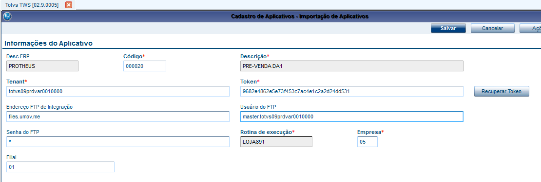 Título do documento A exportação do XML efetua o ajuste da empresa e filial, de acordo com a configuração no