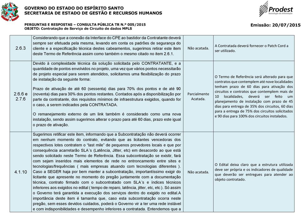 6 Devido à complexidade técnica da solução solicitada pelo CONTRATANTE, e a quantidade de pontos envolvidos no projeto, uma vez que vários pontos necessitarão de projeto especial para serem