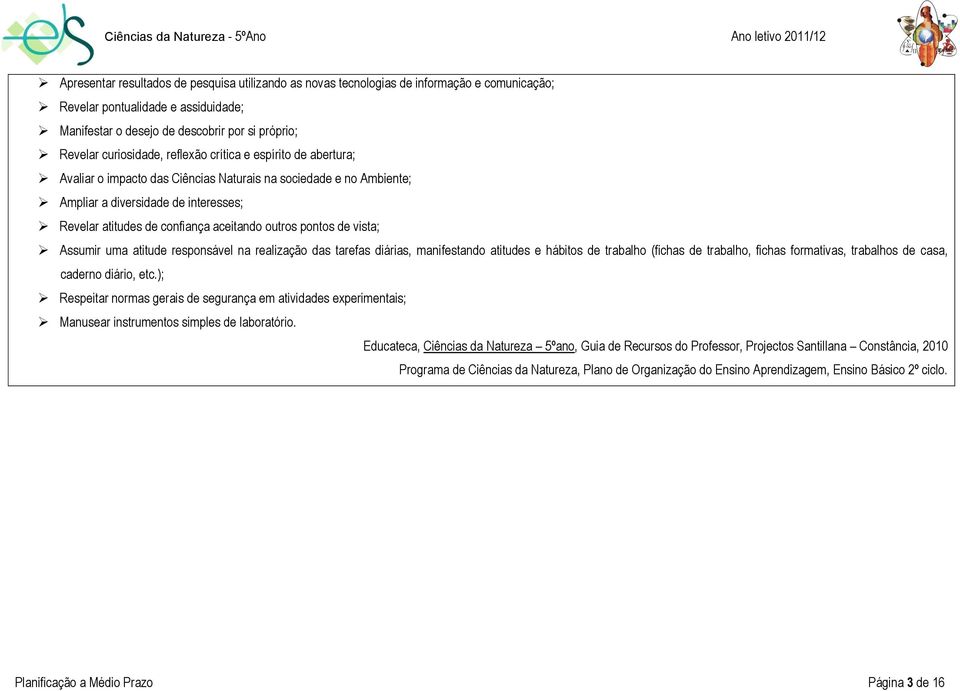 pontos de vist; Assumir um titude responsável n relizção ds trefs diáris, mnifestndo titudes e hábitos de trblho (fichs de trblho, fichs formtivs, trblhos de cs, cderno diário, etc.