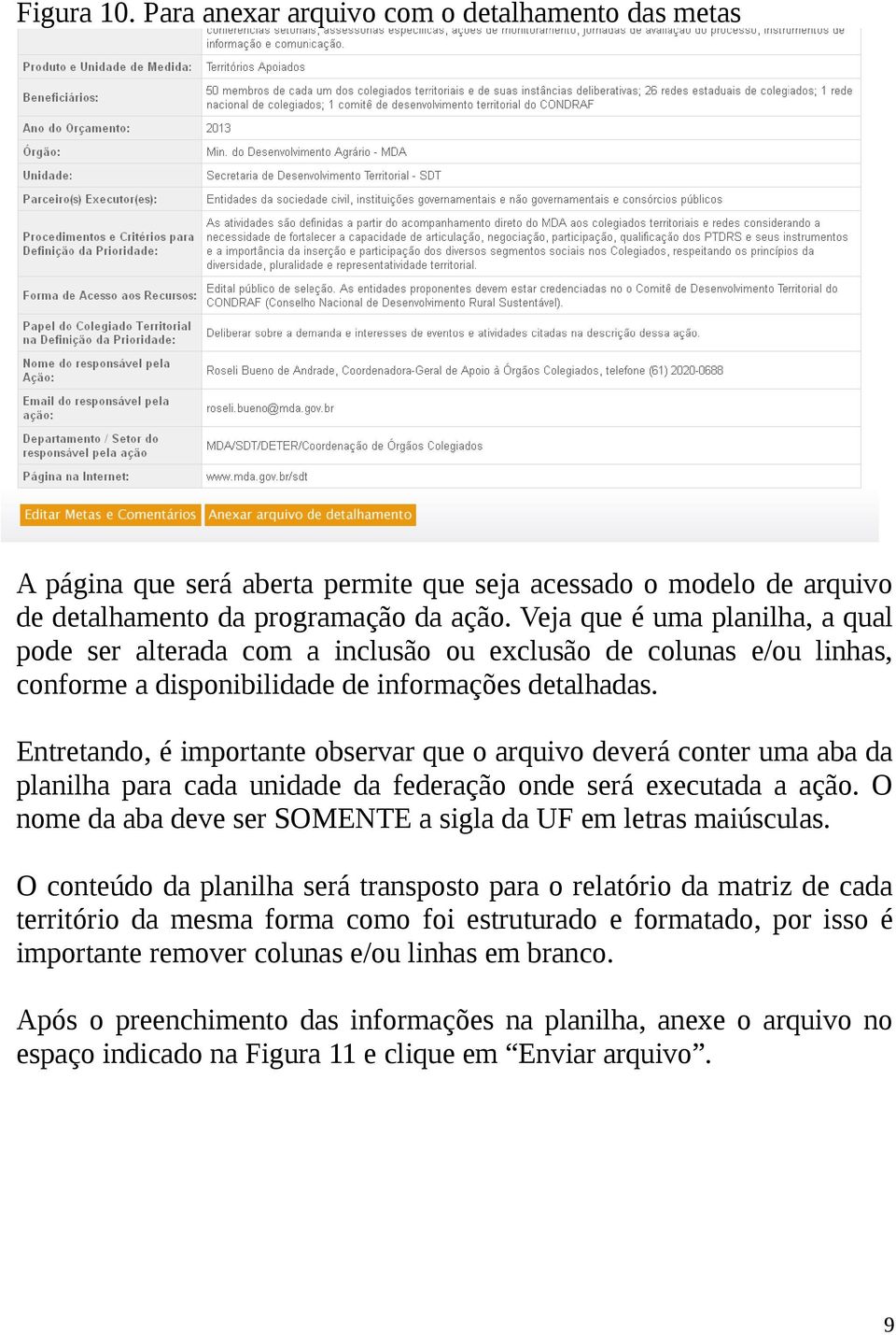 Entretando, é importante observar que o arquivo deverá conter uma aba da planilha para cada unidade da federação onde será executada a ação.