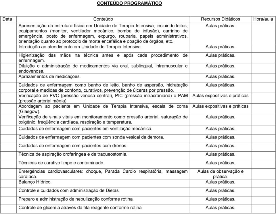 Introdução ao atendimento em Unidade de Terapia Intensiva. Higienização das mãos na técnica antes e após cada procedimento de enfermagem.