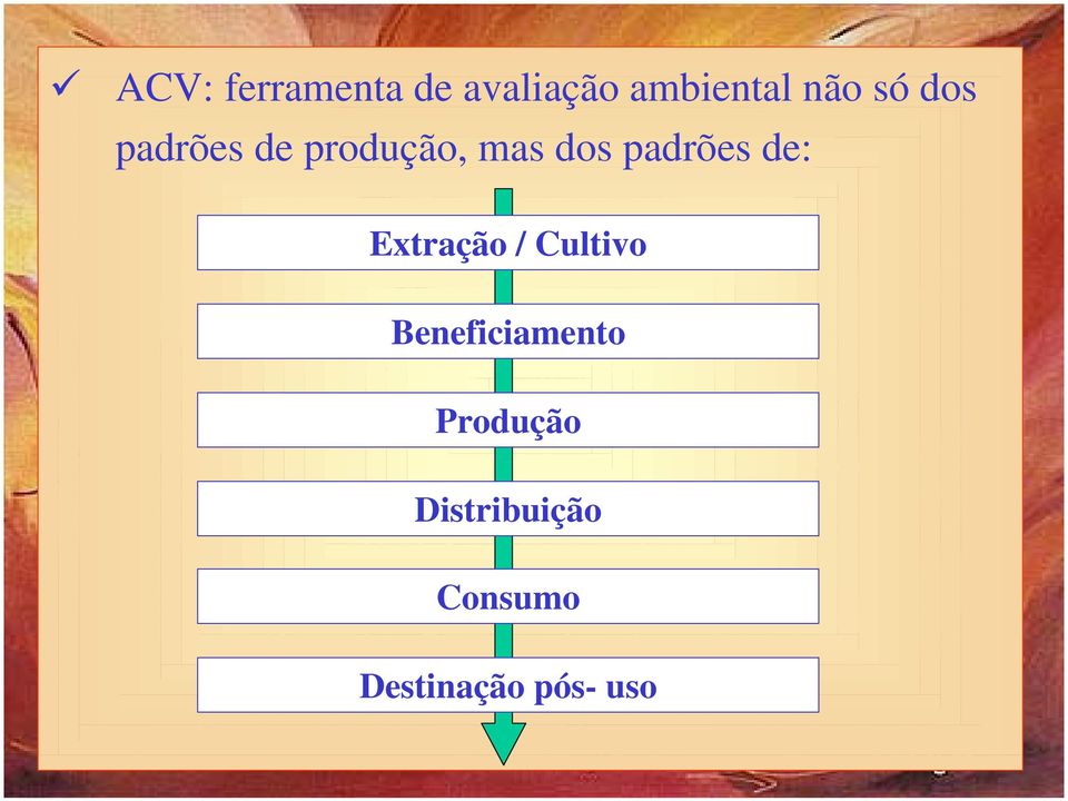 padrões de: Extração / Cultivo