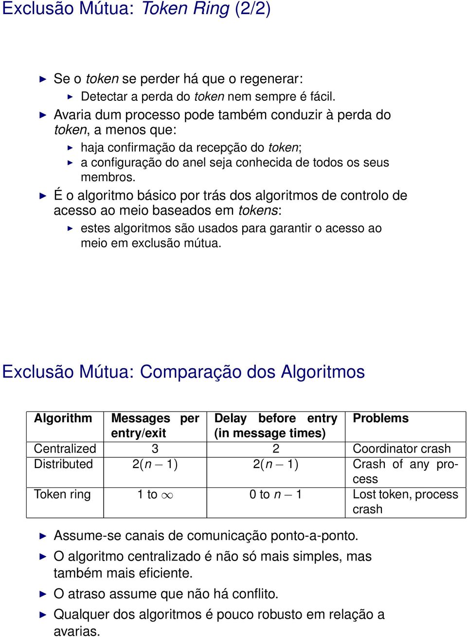 É o algoritmo básico por trás dos algoritmos de controlo de acesso ao meio baseados em tokens: estes algoritmos são usados para garantir o acesso ao meio em exclusão mútua.