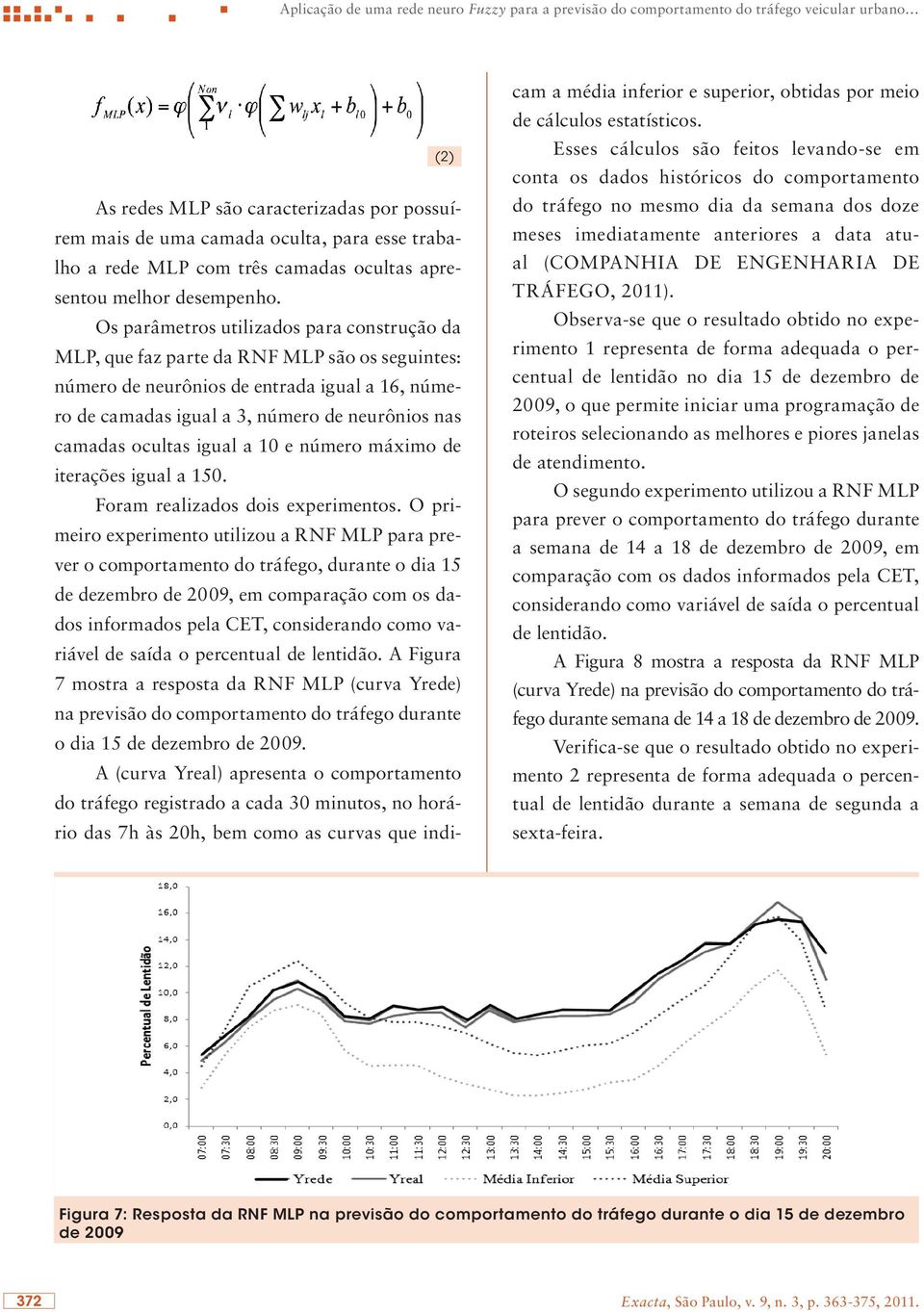 Os parâmetros utilizados para construção da MLP, que faz parte da RNF MLP são os seguintes: número de neurônios de entrada igual a 16, número de camadas igual a 3, número de neurônios nas camadas