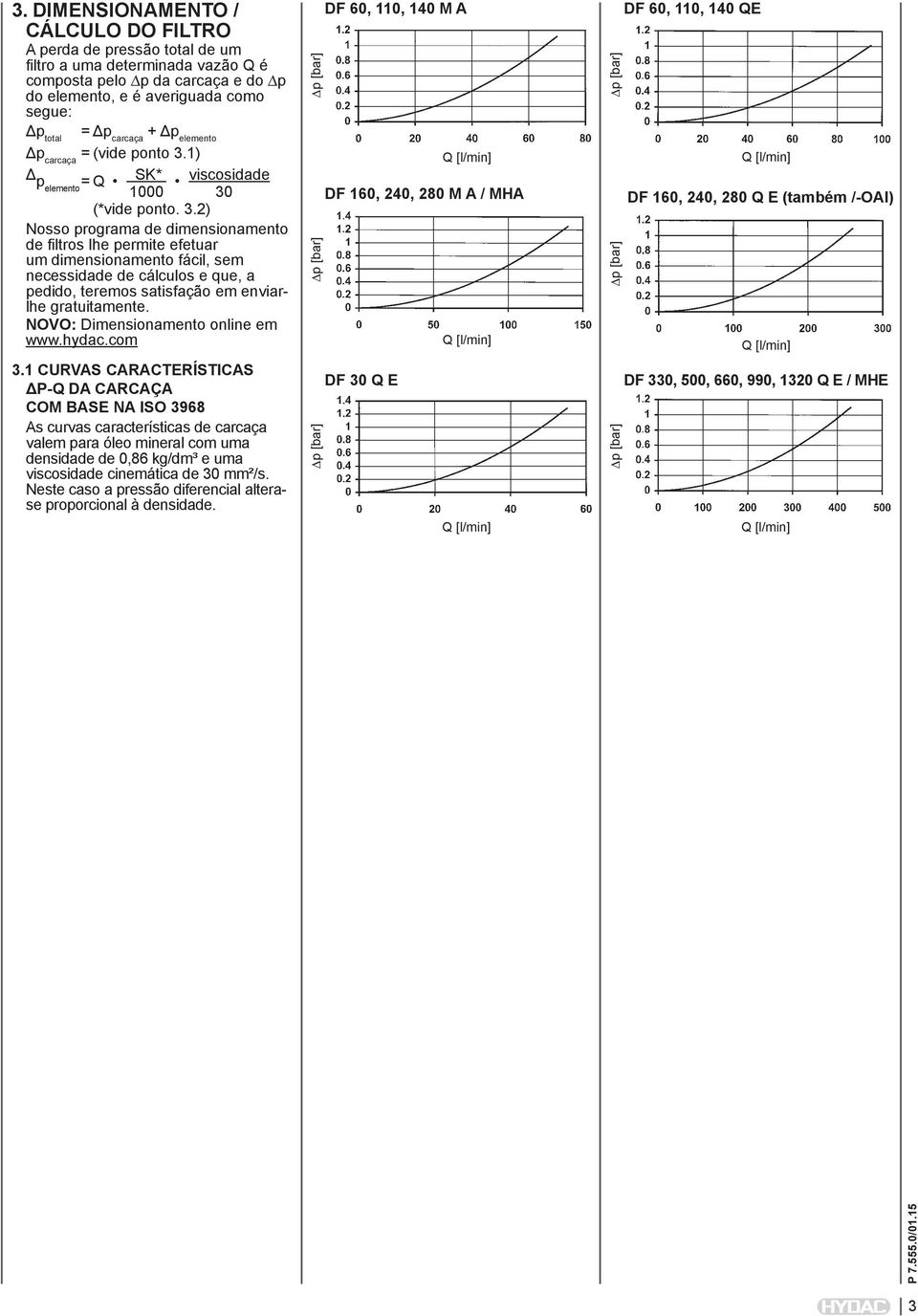 1) = Δp carcaça + Δp elemento Δ pelemento = Q SK* viscosidade 1000 30