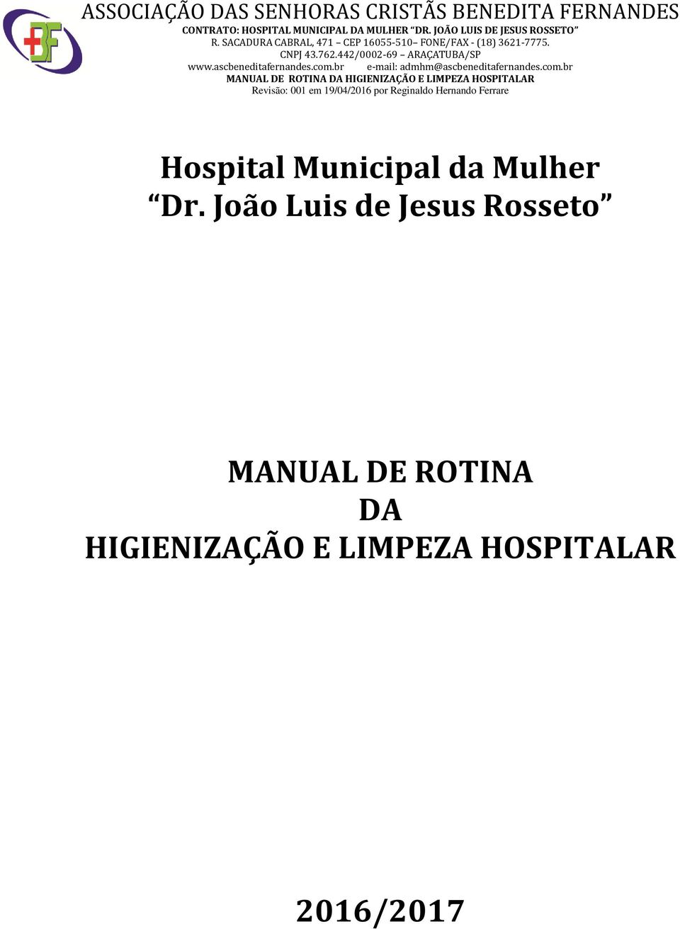 MANUAL DE ROTINA DA